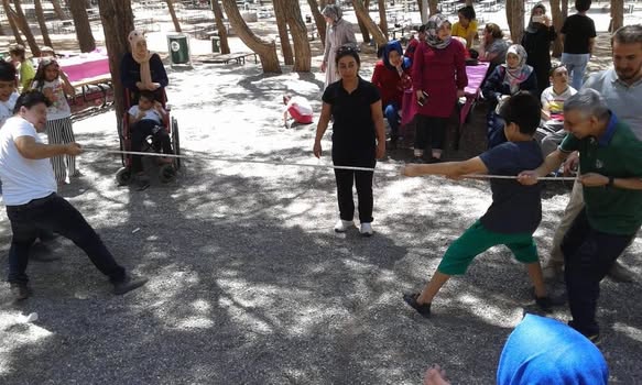 An outdoor tug-of-war championship was held.